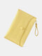 Women Faux Leather Fashion Multi-Compartments Multifunction Slim Short Wallet Coin Purse - Yellow