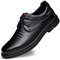 Men Pure Color Non Slip Soft Sole Casual Leather Flats  - Black 1