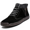 Men Suede Fabric Splicing Hand Stitching Non Slip Casual Boots - Black
