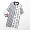 Lapel Dot Striped Stitching Short-sleeved Dress - Photo Color