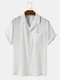 Men Cotton Solid Color Chest Pocket Casual Holiday Shirt - White