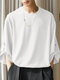 T-shirt uni en tricot côtelé à col rond pour homme - blanc