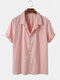 Men 100% Cotton Solid Color Casual Shirt - Pink