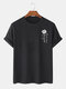 Mens Rose Print Crew Neck Short Sleeves T-Shirts - Black