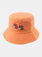 Women & Men Mushroom Embroidery Pattern Soft Casual All-match Couple Hat Bucket Hat - Orange