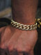 1/3 Pcs Men Watch Set Hip Hop Chain Gold Color Paved Rhinestones Men Jewelry - Gold Bracelet
