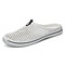 Men Breathable Hollow Out Slip On Flat Beach Slippers - White