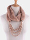 Bohemian Plush Imitation Pearl Necklace Autumn Winter Beaded Pendant Scarf Necklace - #03