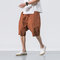 Season Men's Chinese Style Loose Casual 7 Pants Men's Elastic Shorts Large Size Men's Cropped Pants - Brown