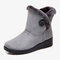 Buckle Comfortable Keep Warm Soft Ankle Snow Boots For Women - Grey