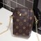 Women PU leather Card Bag Phone Bag Crossbody Bag - Brown