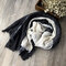 Cotton And Linen Hanging Dyeing Contrast Color Gradient Stitching Oversized Scarf Retro Literary Style Shawl Mori Female - Black