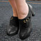 Women Plus Size Simple Small Buckle Strap Decoration Ankle Boots - Black