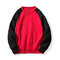 Mens Hip Modish Thermal Patchwork Sleeve Design Long Sleeve Top Sport Running Sweatshirt  - Red