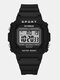 4 Colors Plastic Sports Rectangle Dial Unisex Watches Fashion Thin Luminous Waterproof Multifunctional Digital Watches - Black