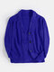 Mens Rib-Knit Hollow Out Button Front Lapel Casual Long Sleeve Cardigans - Blue
