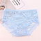 Sexy See Through Lace Hollow Low Rise Breathable Panties - Blue