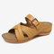 Women Summer Classical Soft Non Slip Backless Slip On Daily Sandals - Apricot