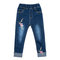 Flower Embroidered Girl Long Jeans Denim Pants For 4Y-15Y - Denim Blue
