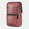 Men EDC Genuine Leather 6.3 Inch Belt Bag Phone Bag - Brown