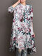 Floral Print Half-collar Casual Dresses for Women - White