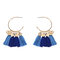 Women's Cute Earrings Colorful Tassel Big Circle Gold Coin Earrings - #8