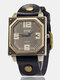 Vintage Square Dial Men Watch Adjustable Octagon Leather Quartz Watch - Black