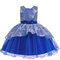 Girl's Tulle Embroidery Flower Bowknot Princess Formal Wedding Birthday Dress For 1-7Y - Blue