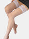 Women Nylon Lace Silicone Non-slip Lightweight Breathable High Socks - White