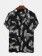 Men Resort Style Palm Leaf Causal Shirt - Black