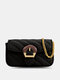 Women Vintage Faux Leather Multi-Carry Chain Crossbody Bag Shoulder Bag - Black