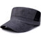 Men Wide Brim Flat Cap Breathable Adjustable Washed Cotton Mesh Retro-Color Sun Hat - Black
