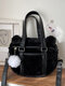 Women Fluffy Ball Cute Shoulder Bag Handbag Tote - Black