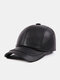 Men Sheep Leather Solid Color Patchwork Stitch Casual Windproof Waterproof Baseball Cap - Black
