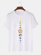 Mens Cartoon Planets  Print 100% Cotton O-Neck Short Sleeve T-Shirt - White