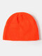Lana tejida de color sólido unisex Sombrero Cráneo Gorras Gorros Beanie - naranja