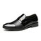 Men PU Splicing Non Slip Pointed Toe Casual Business Shoes - Black