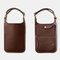 Men EDC Genuine Leather 6.1 Inch Phone Holder Waist Belt Bag - Coffee