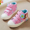 Girls Canvas Cartoon Floral Decor Hook Loop Lovely Casual Shoes - Pink
