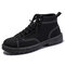 Men Stylish Pure Color Canvas Outdoor Casual Tooling Boots - Black