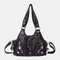 Women Vintage Multi-pocket Hardware Anti-theft Crossbody Bag Shoulder Bag - Black