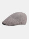 Men Cotton Linen Pinstripe Pattern Casual Retro Forward Hat Beret Flat Hat - Dark Gray