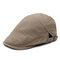 Mens Cotton Linen Solid Color Beret Cap Adjustable Vogue Vintage Casual Forward Hat - Apricot