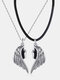Devil And Angel Wings Couple Necklaces For Women Men 1 Pair Magnetic Pendant Alloy PU Rope Necklace Fashion Jewelry - A pair of angels