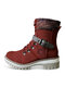 Large Size Winter Casual Side Zipper Wool Stitching Short Boots For Women - Red