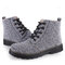 Ladies Canvas  Boots Soft Rounded Toe Lace-UP Boots Ankle High Boots - Grey