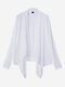 Women Casual Pure Color Irregular Hem Long Sleeve Cardigan - White