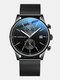 4 Colors Alloy Men Business Watch Waterproof Pointer Calendar Quartz Watch - Black Dial Silver Pointer