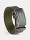 Men Braided Nylon Solid Color Aluminum Alloy Automatic Buckle Outdoor Train Casual Breathable Belt - Army Green