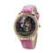Fashion Owl Flower Leather Rhinestone Quartz Wristband Wholesale Watches Ladies Gift - Rose